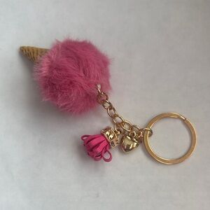 Pink Fluffy Ice Cream Keychain